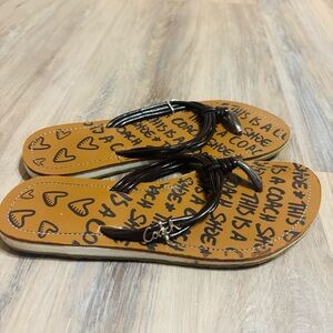 Y2K Coach Molly Soft Patent Sandals Logo/Heart Graffiti design Women’s size 6